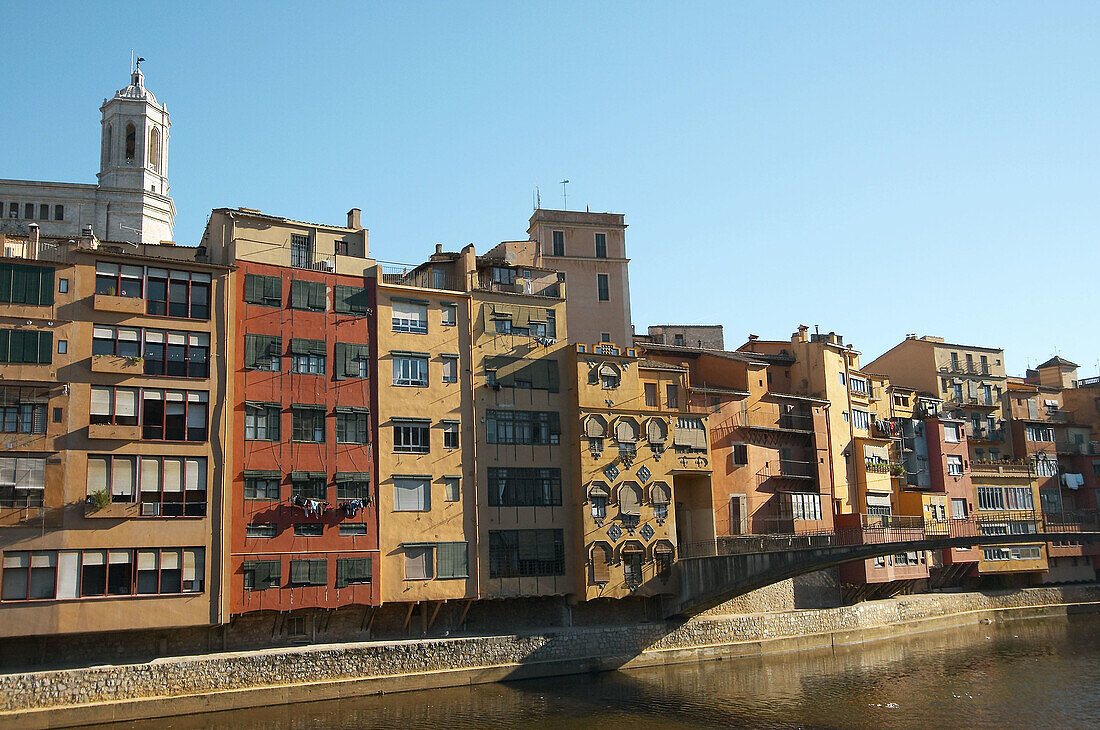 Houses over Onyar River. Girona. Spain.