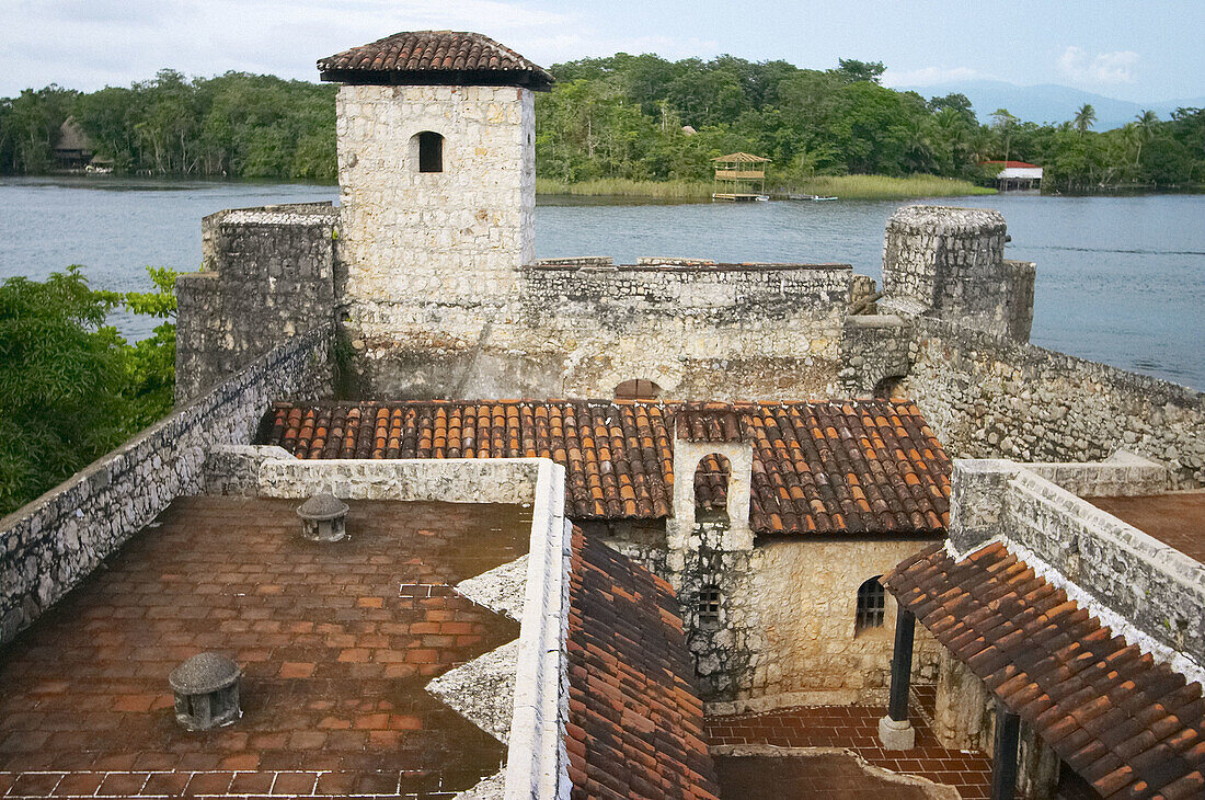 Castillo de San Felipe de Lara (1652, rebuilt in 1956) by Lake Izabal. Guatemala