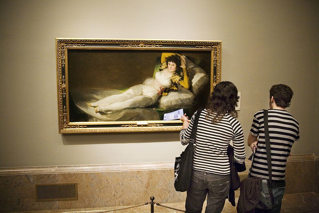 The Clothed Maja (ca. 1800) by Francisco de Goya in the Prado museum, Madrid. Spain