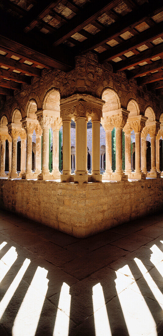 Cloister of the monastery of Santa Maria de l Estany. Barcelona province. Spain