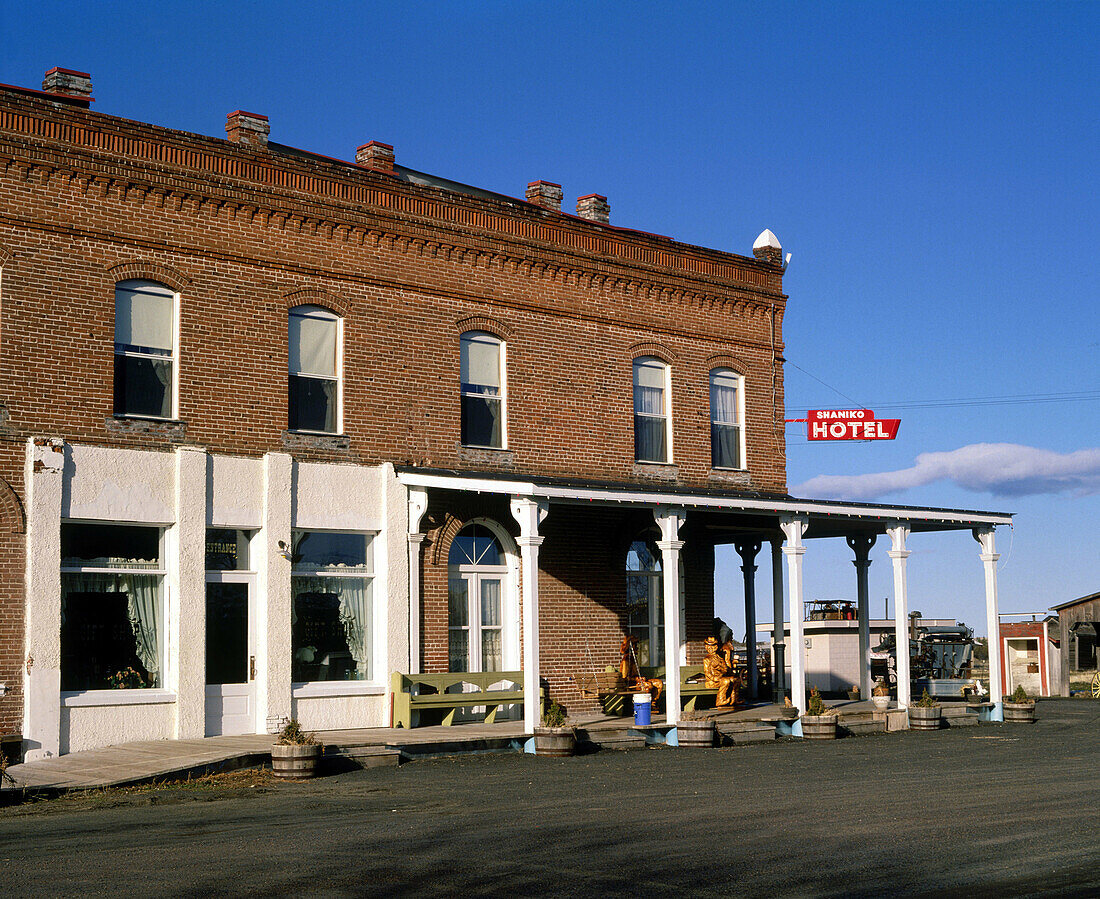 Shaniko Hotel in old western town of Shaniko. Wasco County. Eastern Oregon. USA