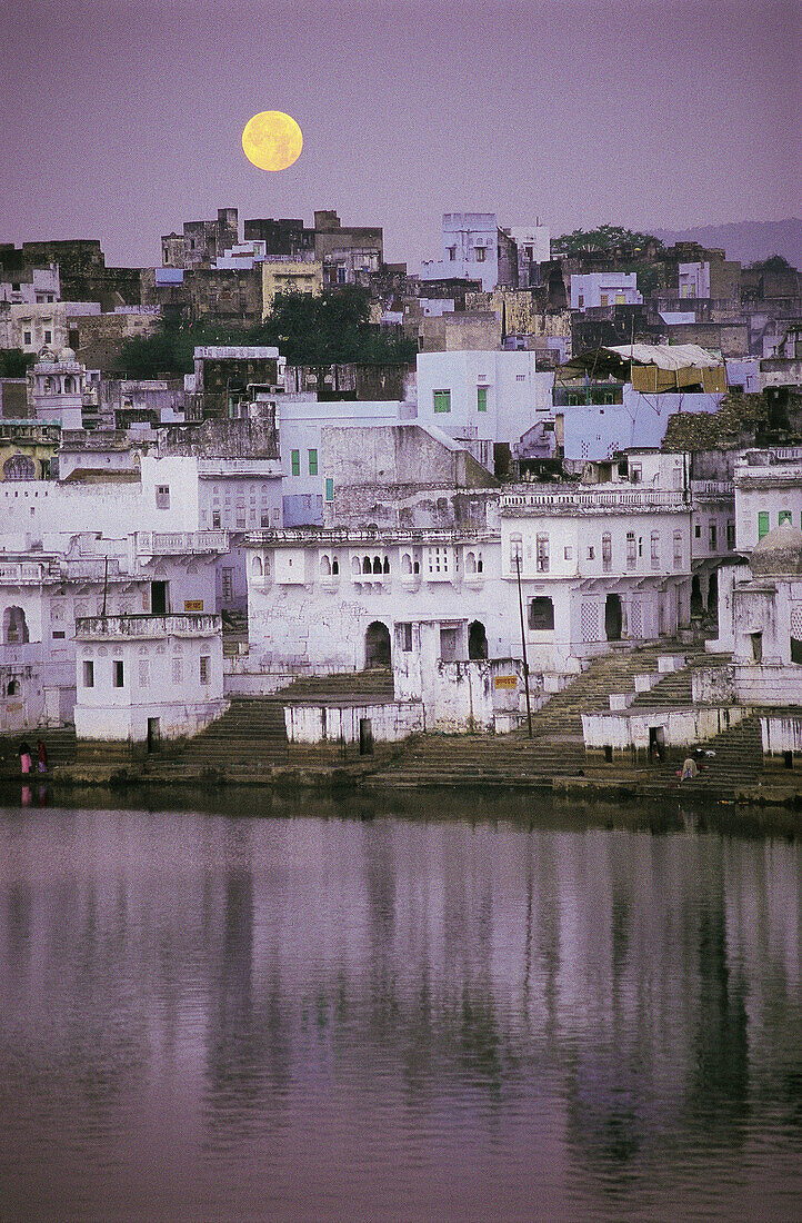 Moon over Pushkar. Rajasthan. India