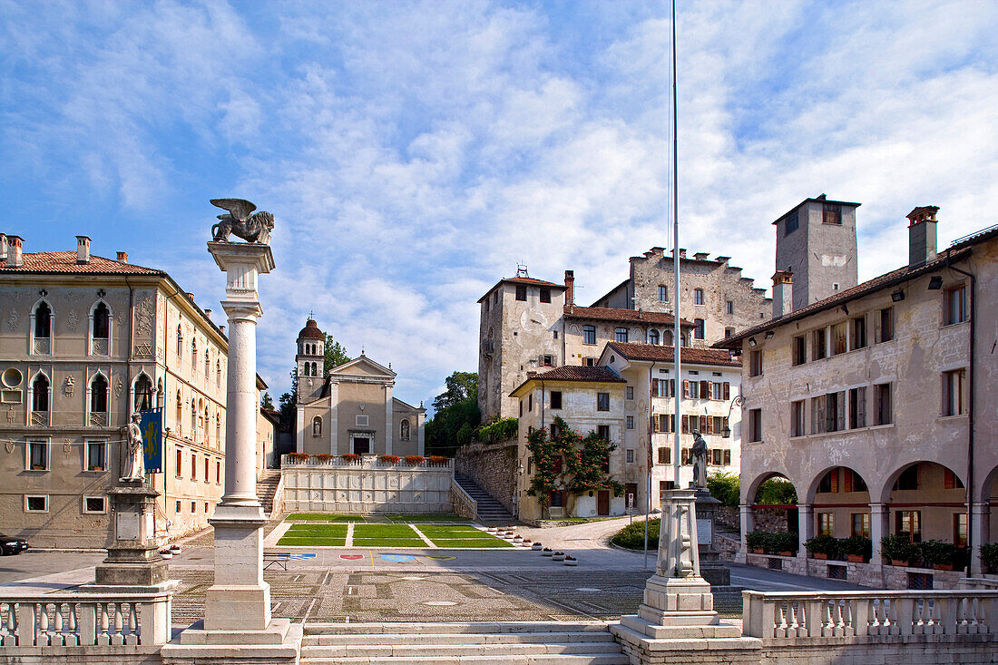 Maggiore Square, Piazza Maggiore, Feltre, Dolomites, Veneto, Italy