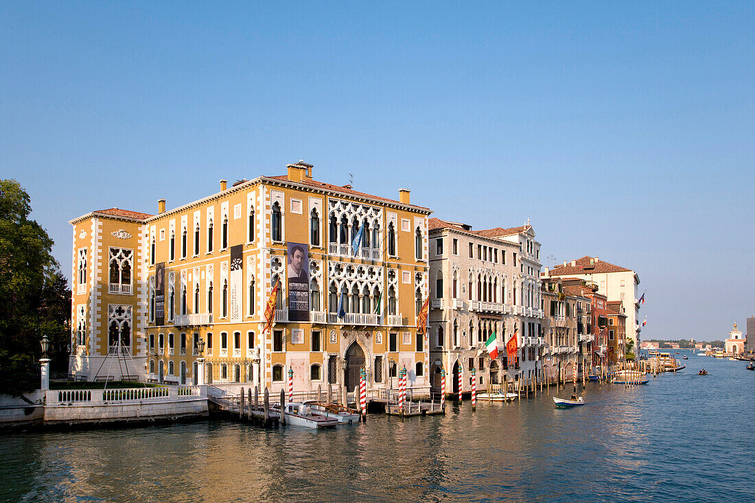 The Grand Canal with palace, Palazzo Cavalli Franchetti, Canal Grande , Venice, Veneto, Italy