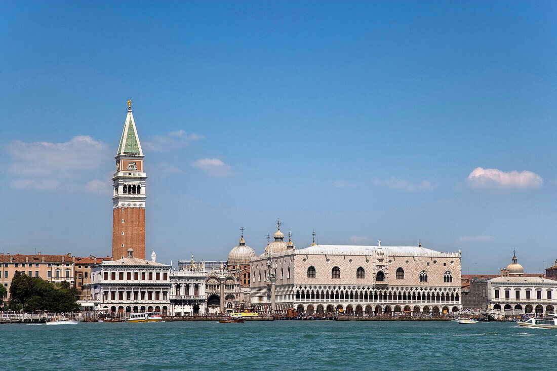 View towards Doges Palace and St. Marks Square, Piazza San Marco, Venice, Veneto, Italy