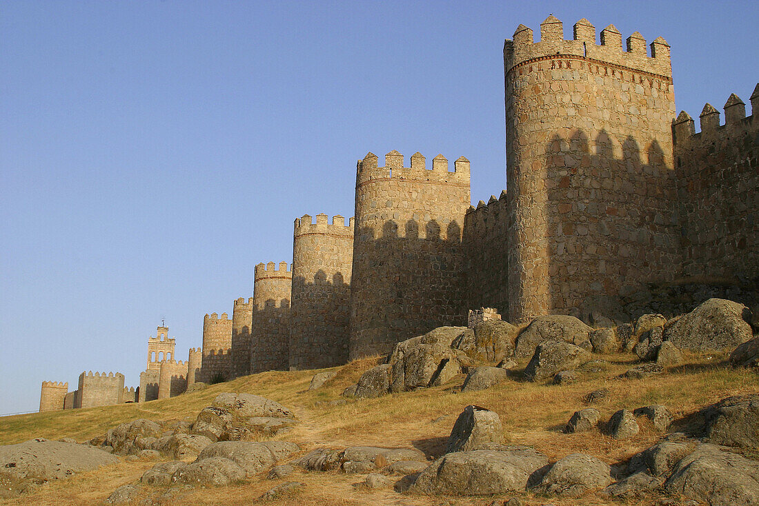 Medieval city walls (12th century), Ávila. Castilla-León, Spain