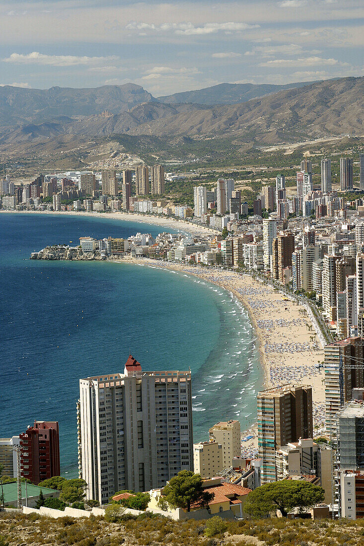 Benidorm as seen from Sierra Helada. Costa Blanca. Alicante province. Spain