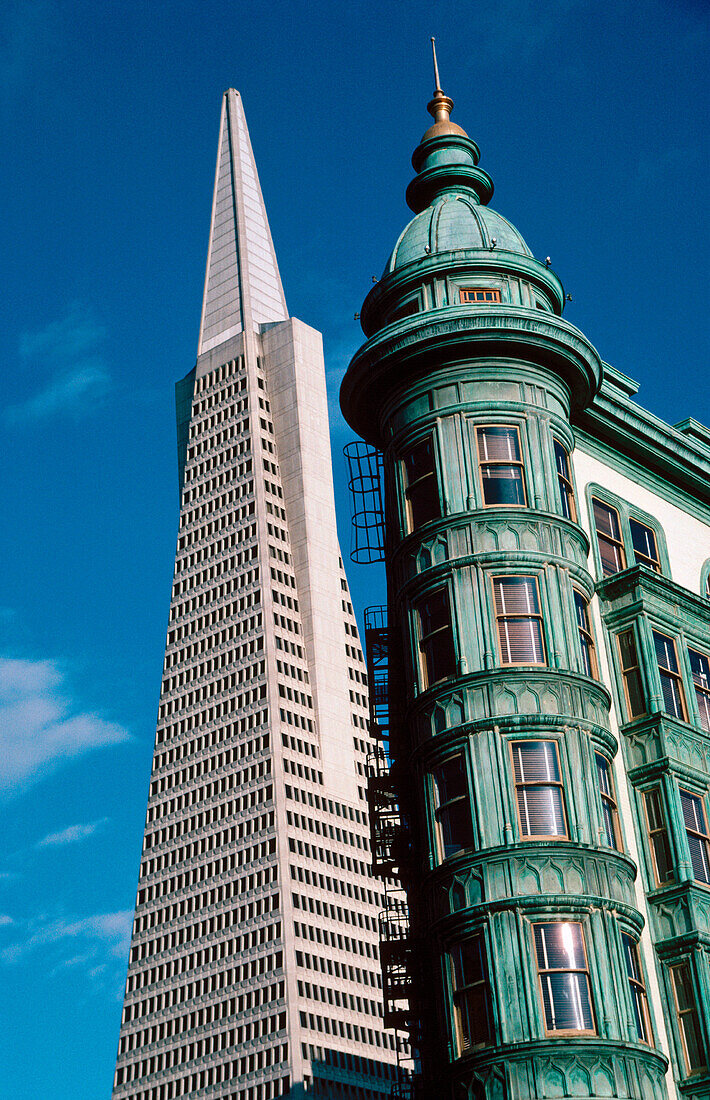 Columbus Tower and Transamerica Building. San Francisco. California. USA