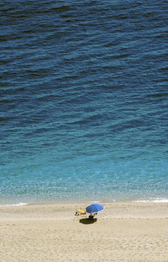 Sunshade on beach. Almeria province. Spain
