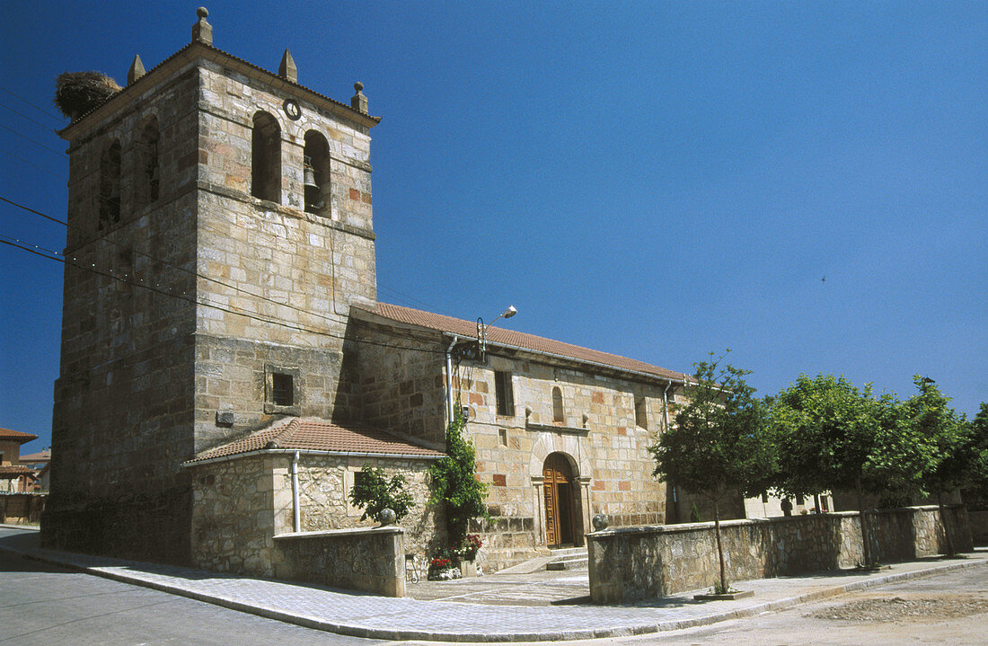 Church of Duruelo de la Sierra. Region of Pinares-El Valle. Soria province. Castilla-Leon. Spain