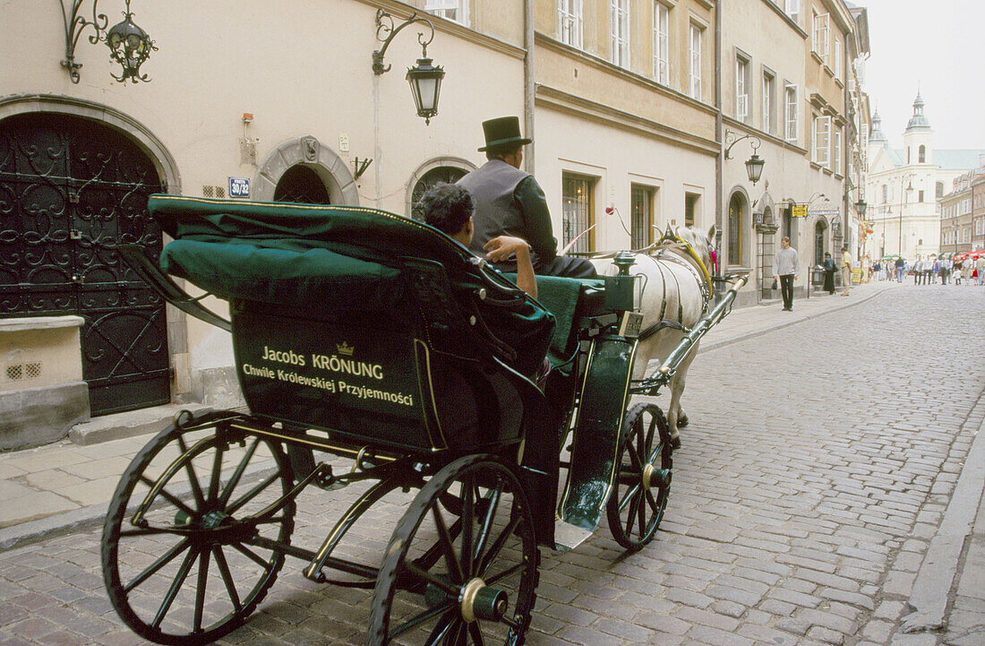 Carriage in Freta Street. Warsaw. Poland