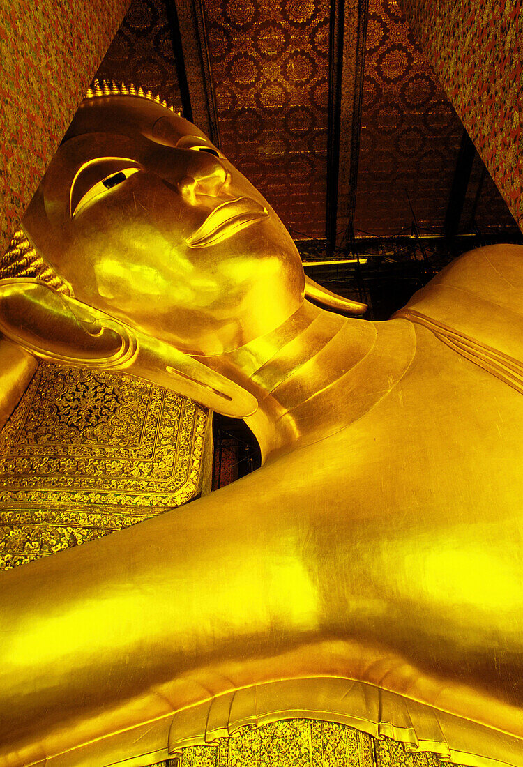 Reclining Buddha at Wat Po temple. Bangkok. Thailand