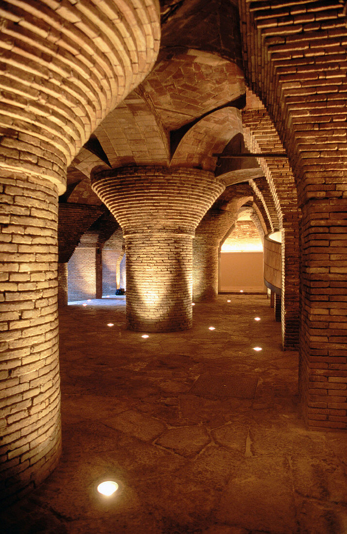 Basement used as stables. Palau Güell (1886-1888), by Gaudi. Barcelona. Spain