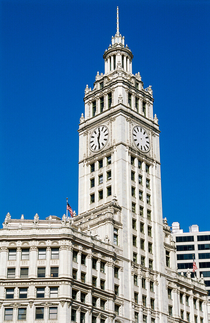 Top of Wrigley Building in Downtown, Chicago, Illinois, USA