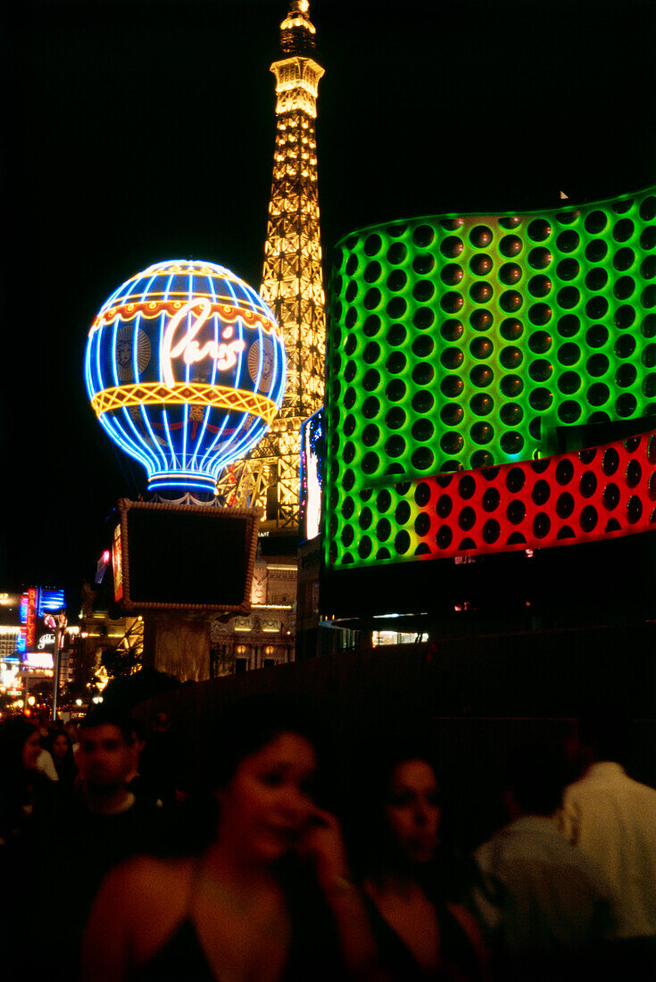 Illuminated advertising of Hotel Planet Hollywood, Las Vegas, Nevada, USA, America