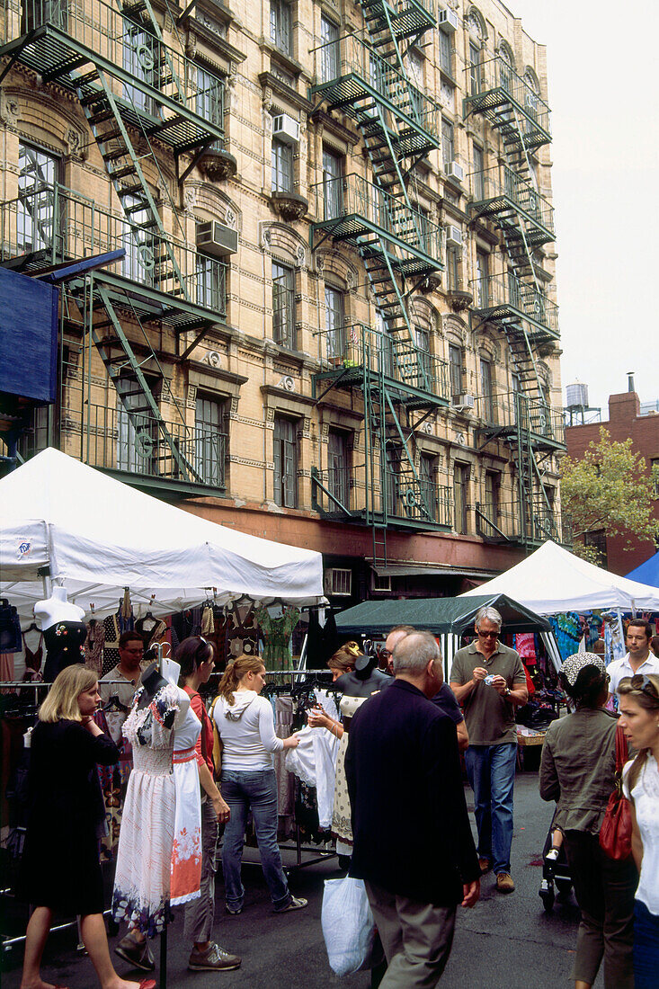 Scene at weekend market in Greenwich Village, Manhattan, New York, USA, America