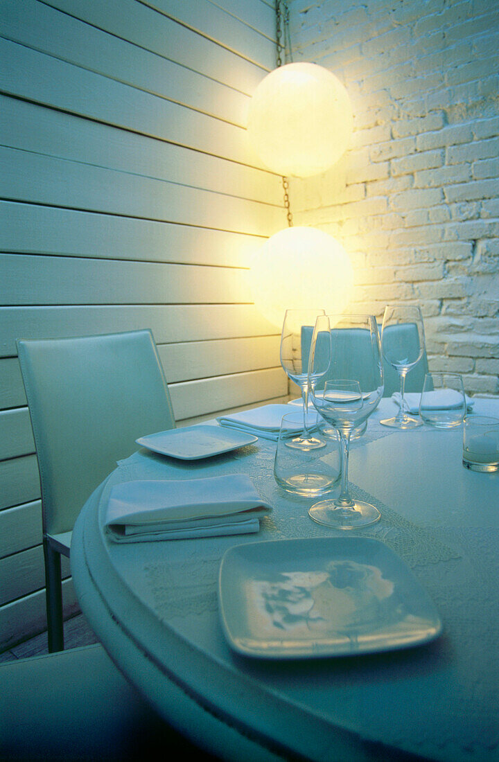 Covered table in Restaurant Falai, Manhattan, New York, USA, America