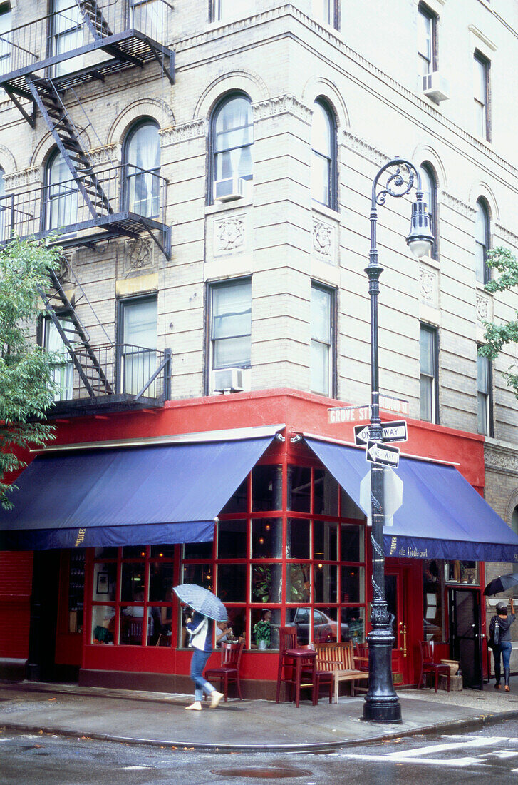 Straßenszene vor Restaurant The Little Owl, Manhattan, New York, USA, Amerika