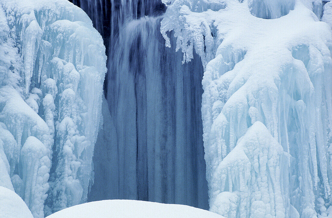 Frozen water of Bridal Veil Falls. Manitoulin Island. Ontario. Canada