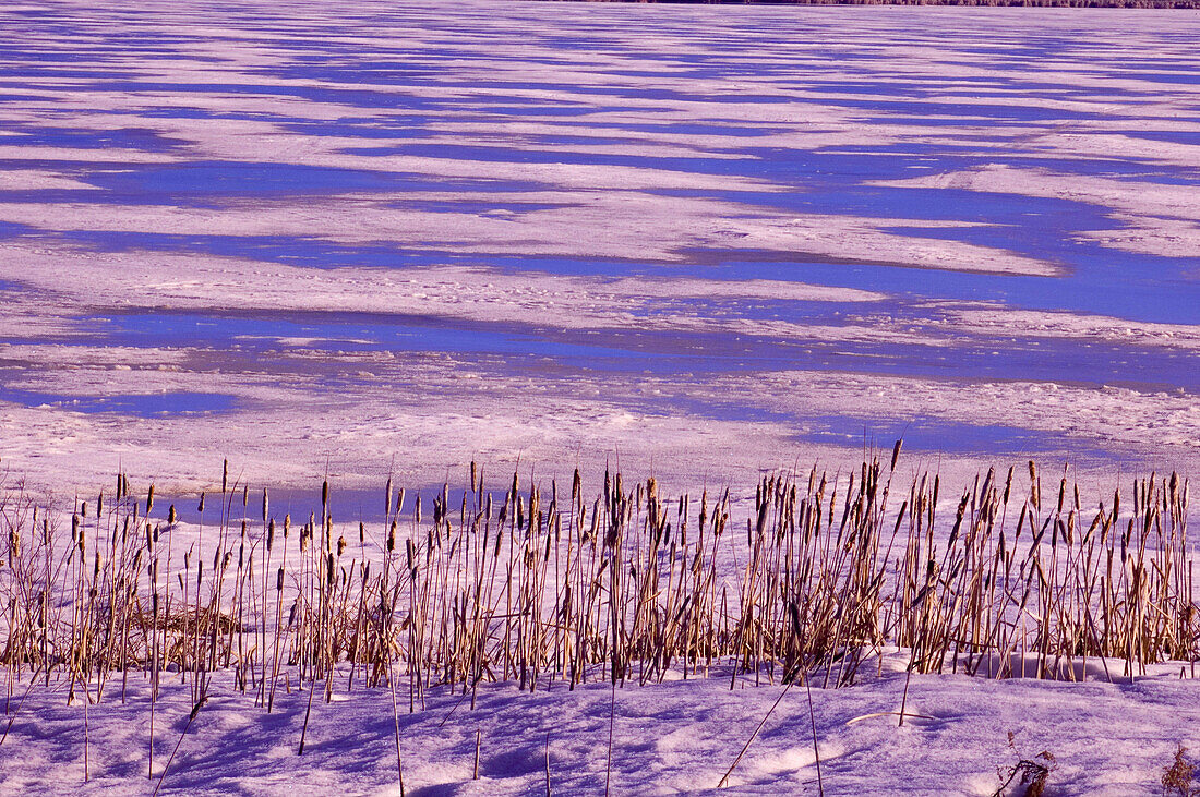 Meltwater patterns on Kelly Lake. Sudbury. Ontario, Canada