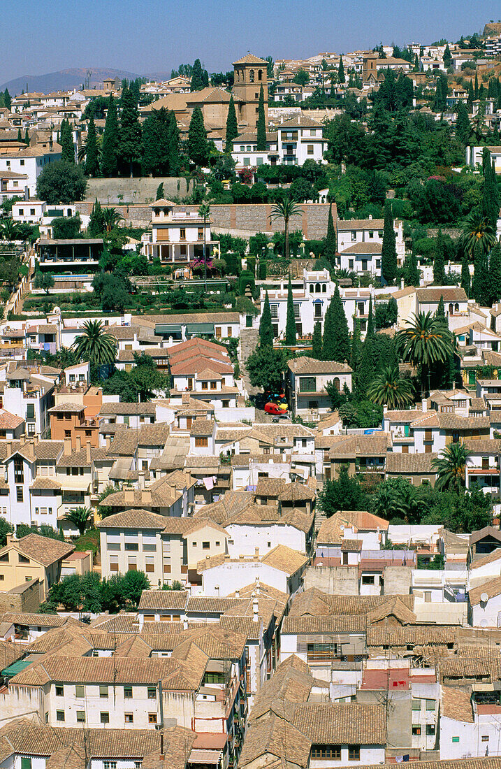 View of the Albaicin in Granada. Andalusia. Spain