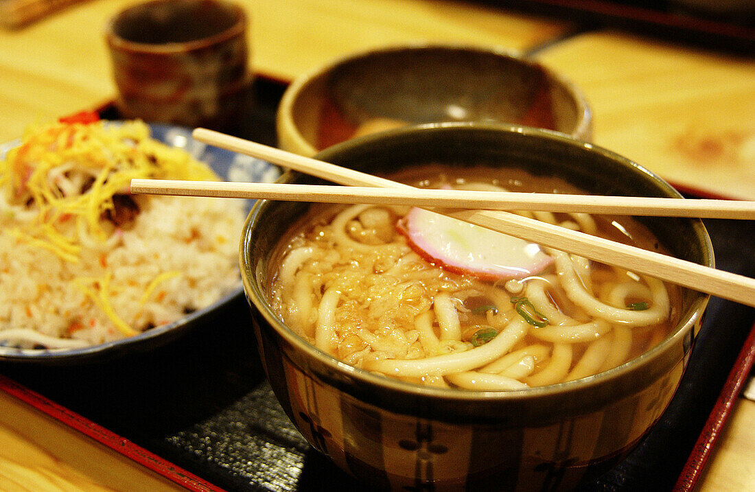 Udon noodles. Nara, Japan