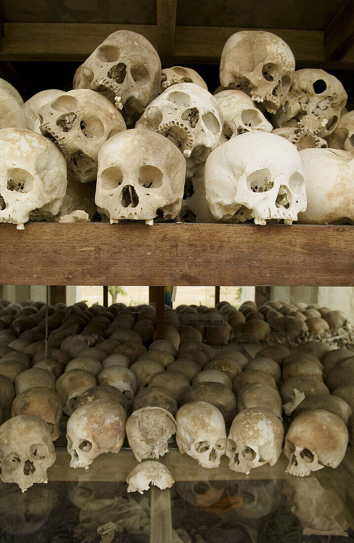 Skulls of the Khmer Rouge s victims at the Killing Fields Memorial of Choeung Ek, near Phnom Pehn. Cambodia
