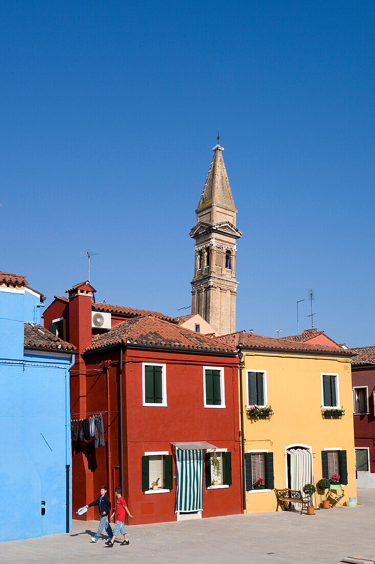 Bunt bemalte Häuser, Burano, Lagune, Venetien, Italien