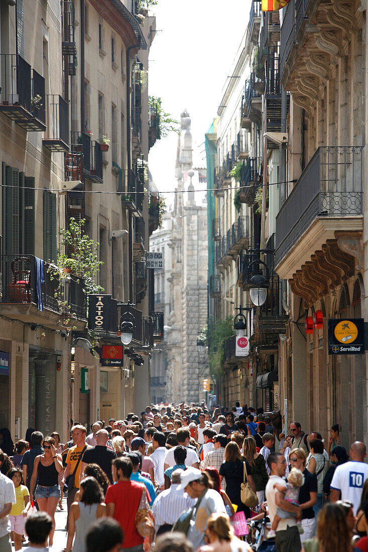 Carrer Portaferrissa, Barrio Gotic, Barcelona, Katalonien, Spanien