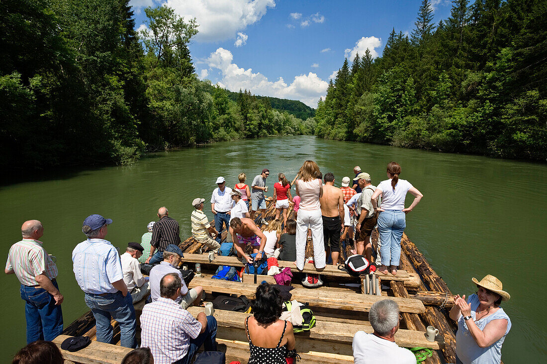 rafting on Isar river, Upper Bavaria, Germany