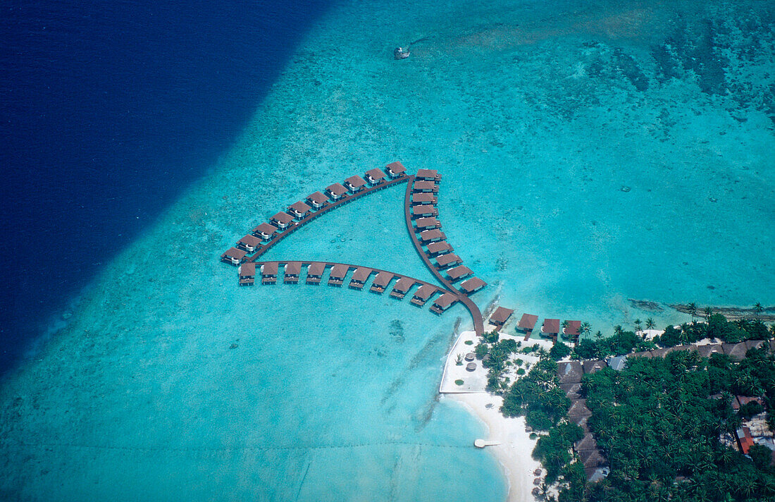 Luftbild einer Malediveninsel, Malediven, Indischer Ozean, Sued-Male Atoll