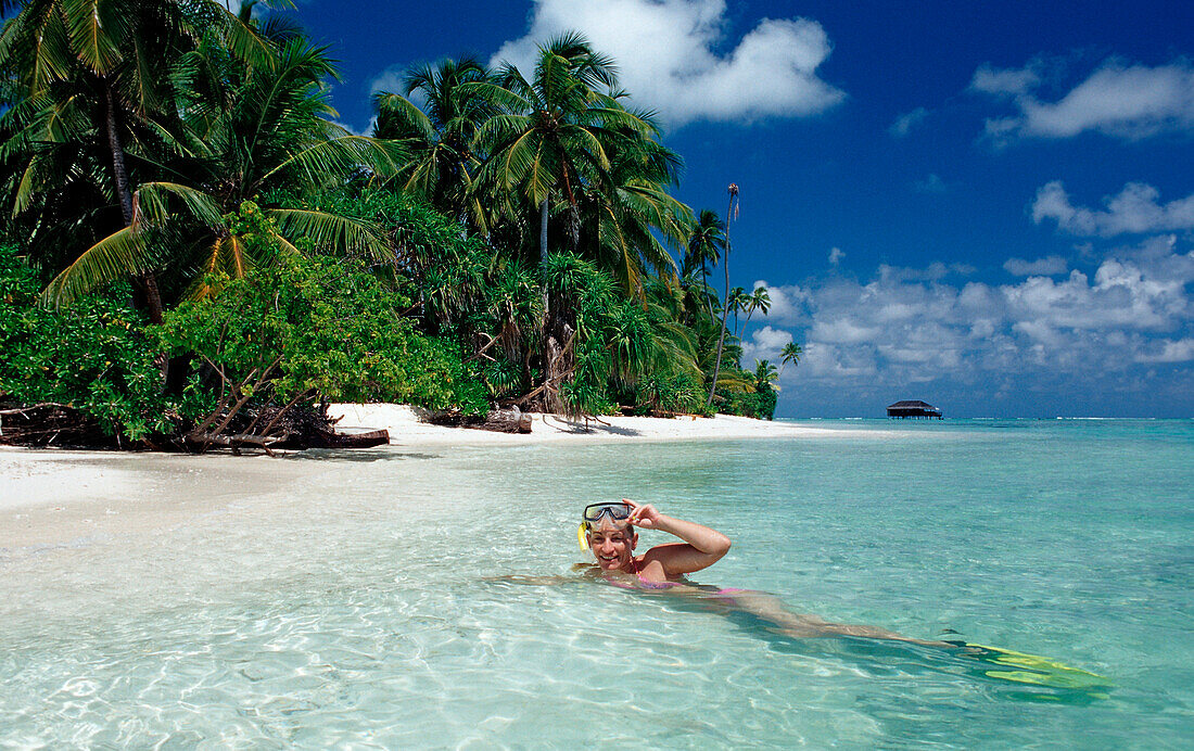 Snorkeling in Lagoon, Maldives, Indian Ocean, Medhufushi, Meemu Atoll