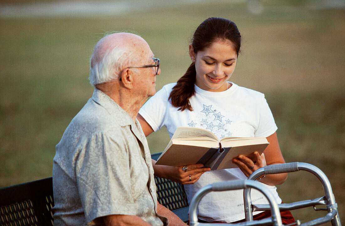 Reading to grandpa