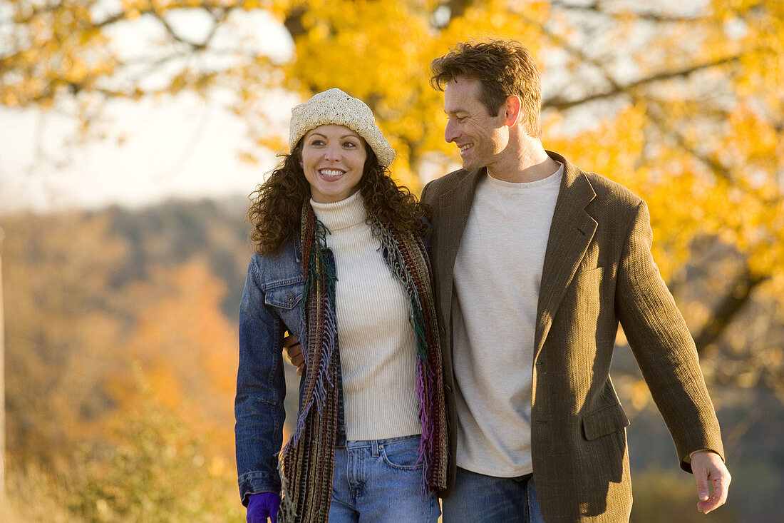 Couple enjoying a sunny day in autumn