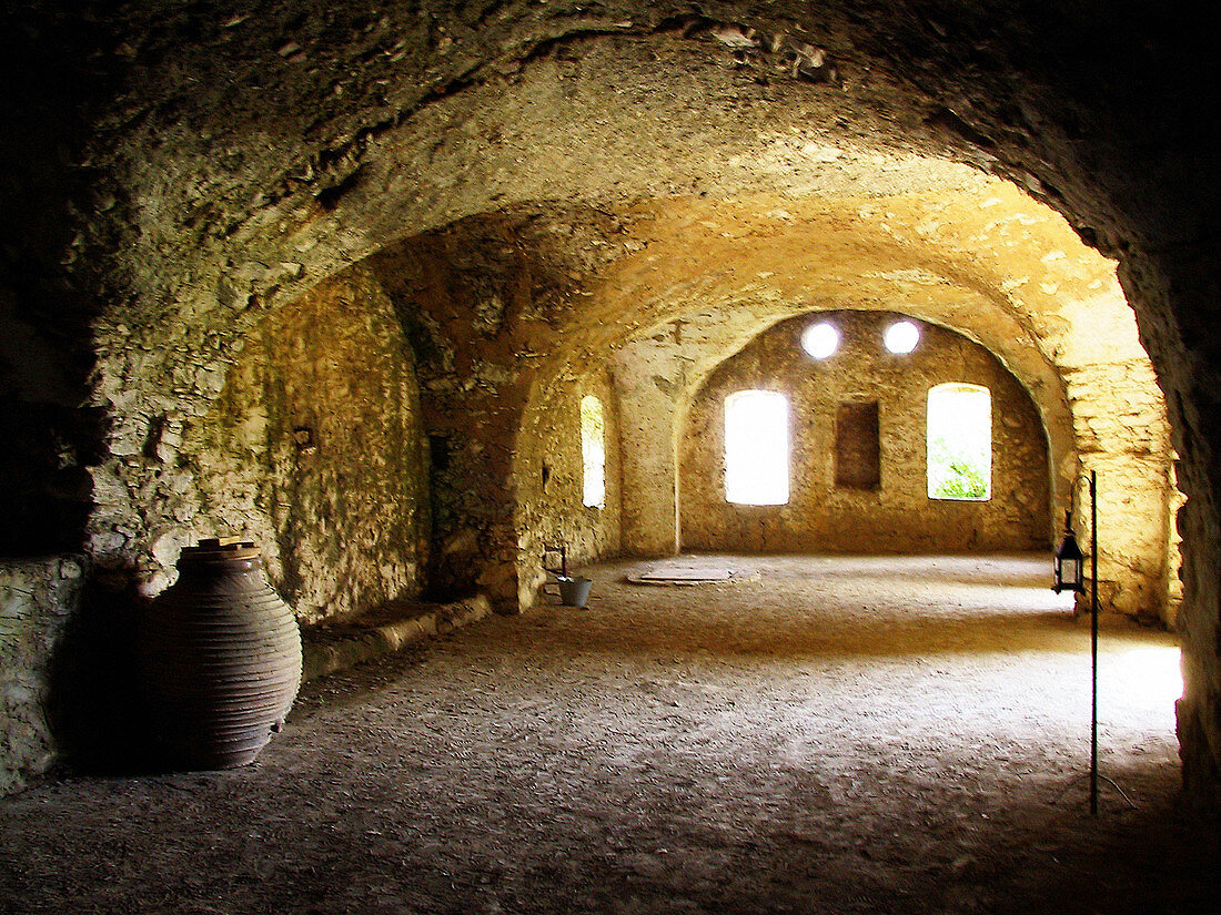 Cellar in old house. Mystras. Laconia, Peloponnese. Greece