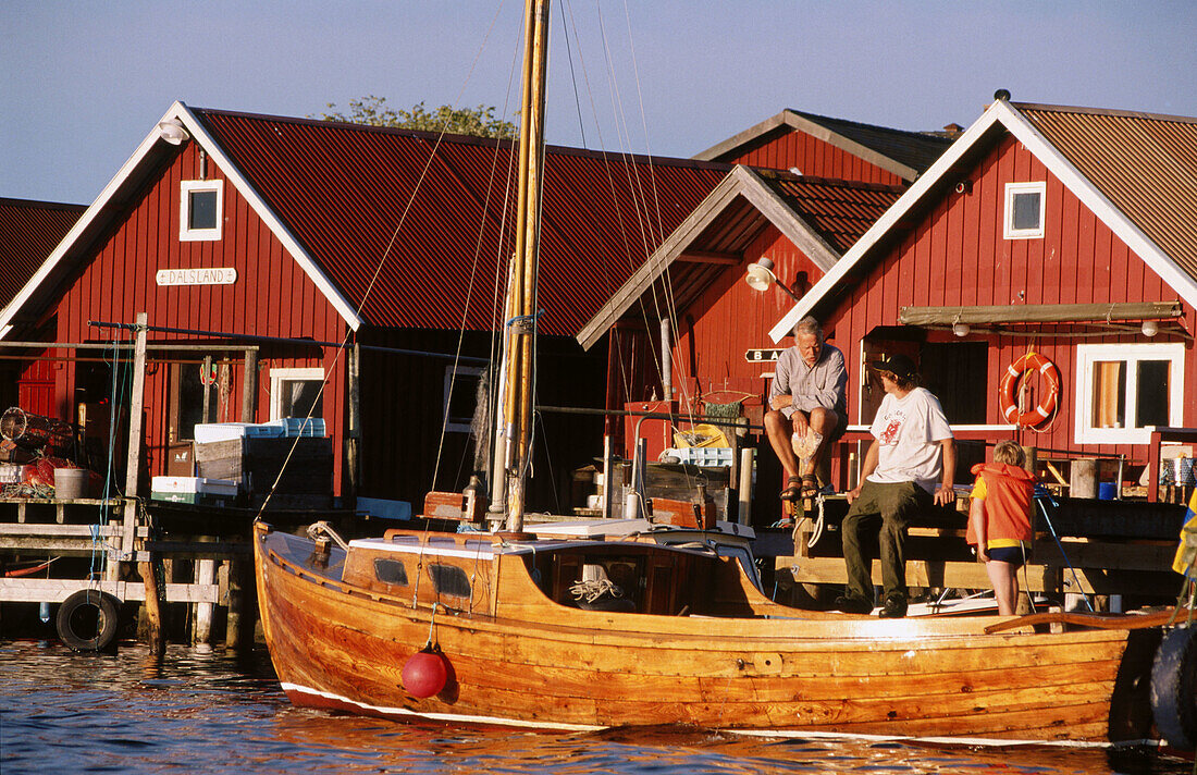 Swedish boathouses in Havstenssund. Bohuslän, Sweden