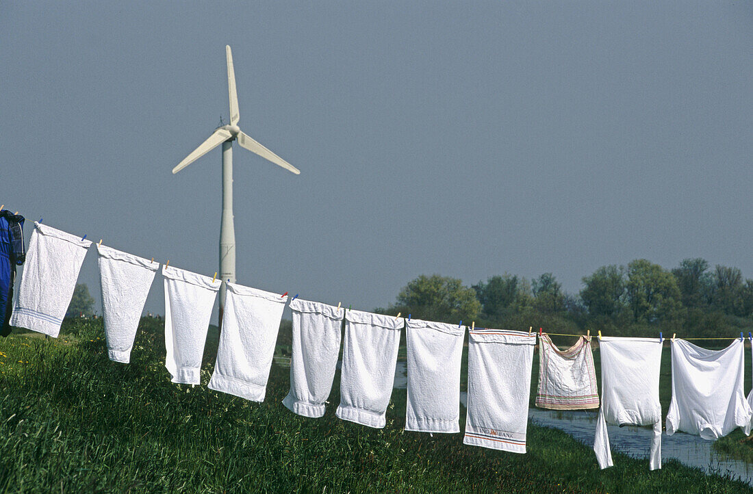 Wind generator and laundry. Holland