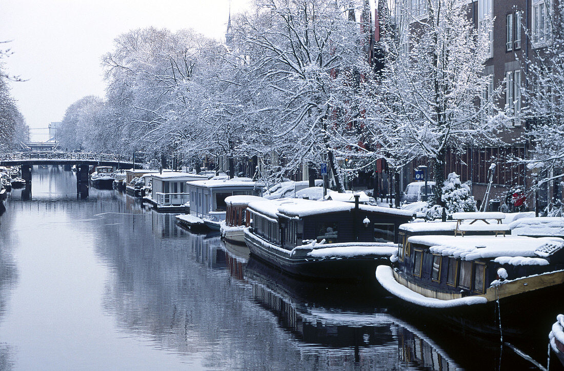 Prinsengracht in winter, Amsterdam. Holland