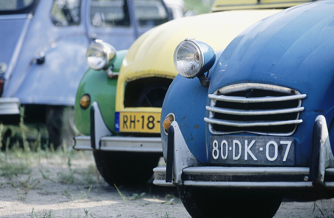 Old Citroën 2CV at used car dealership. Amsterdam, Holland