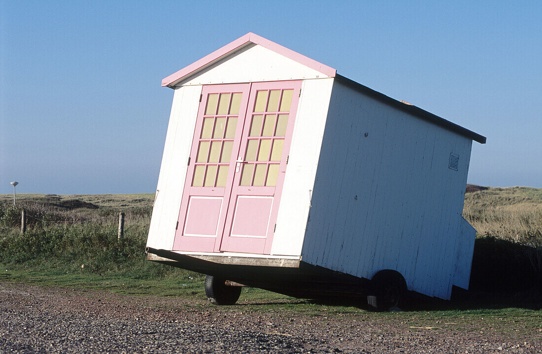 Portable beach cabin. Texel island, Holland