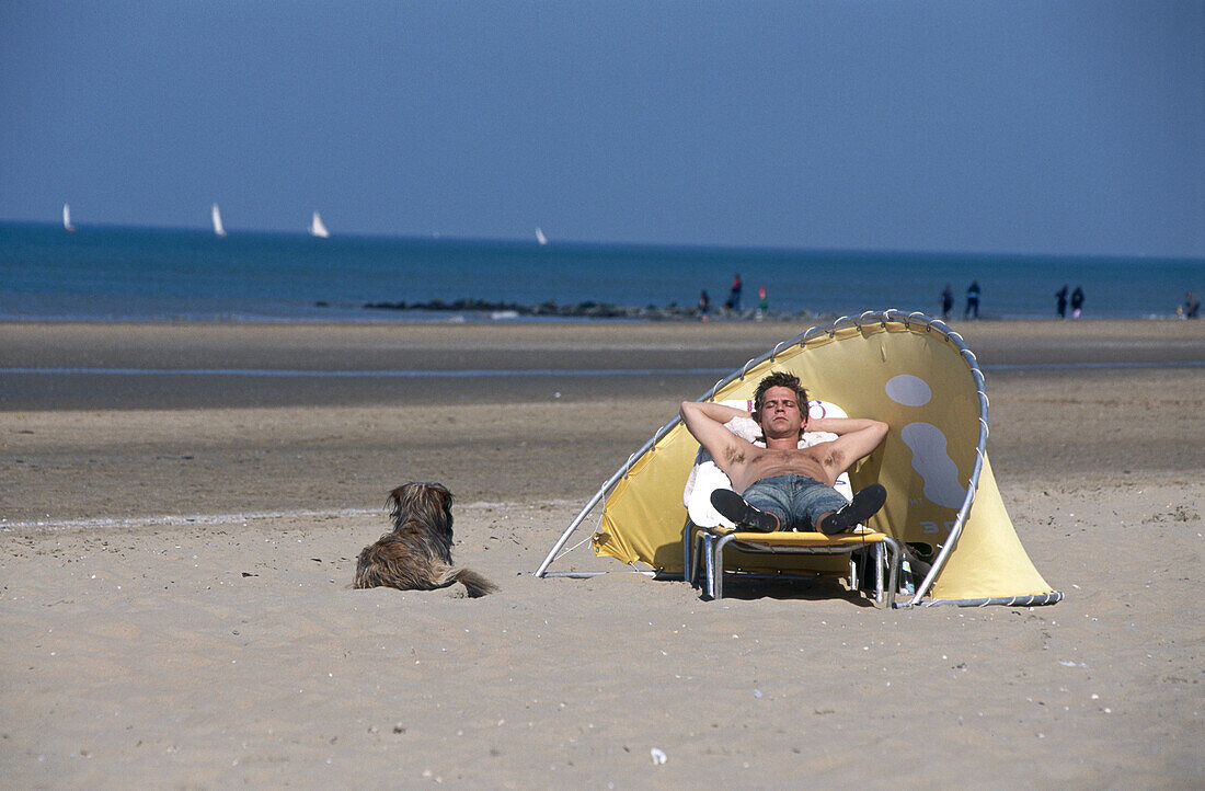 Sunbather. Scheveningen beach, Den Haag, Netherlands.