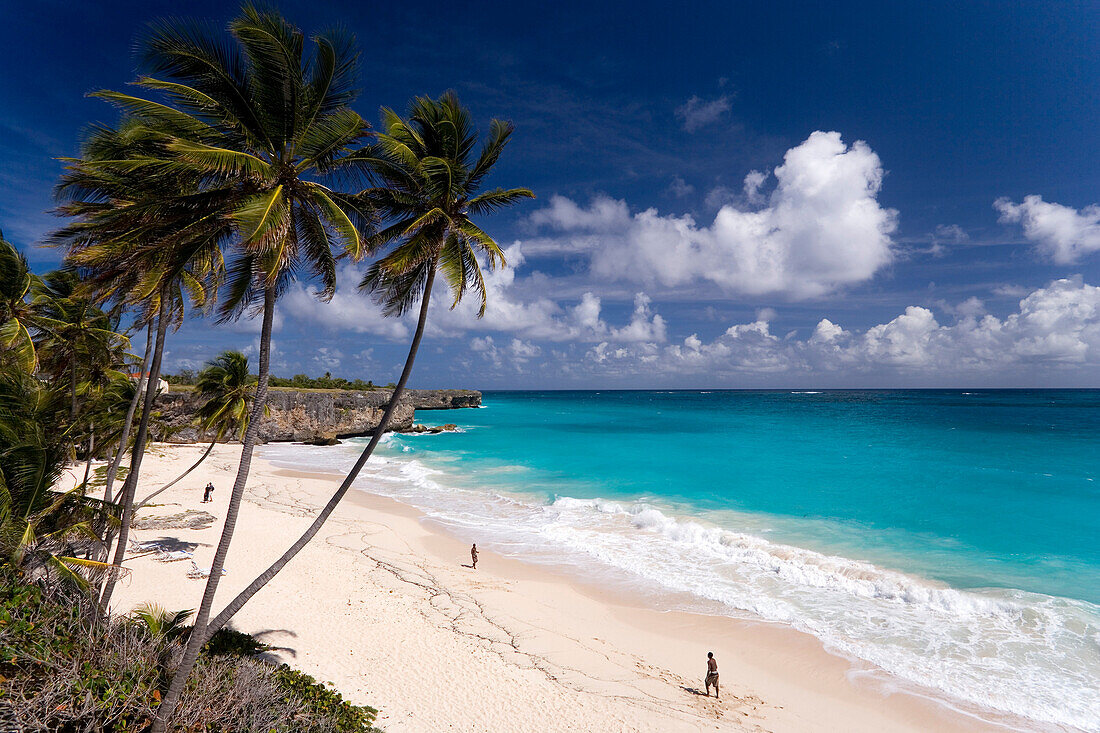 View over sandy beach of Bottom Bay, St. Philip, Barbados, Caribbean