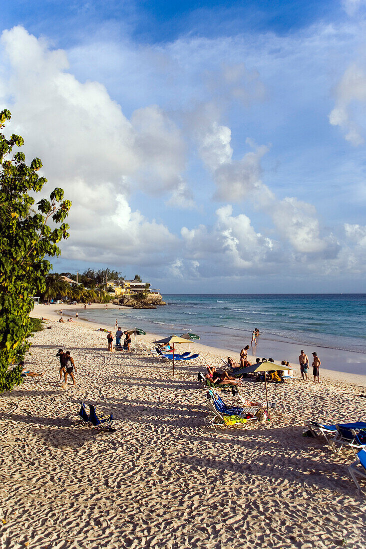 People relaxing at Accra Beach, Rockley, Barbados, Caribbean