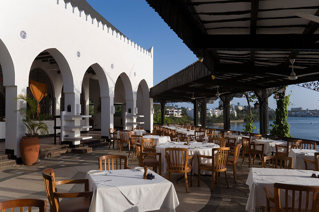 Terrace of the restaurant Tamarind, Mombasa, Kenya