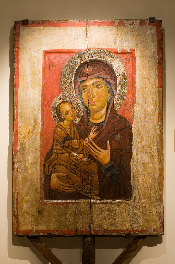 Holy Icon in the museum at Kykkos monastery, Troodos mountains, South Cyprus, Cyprus