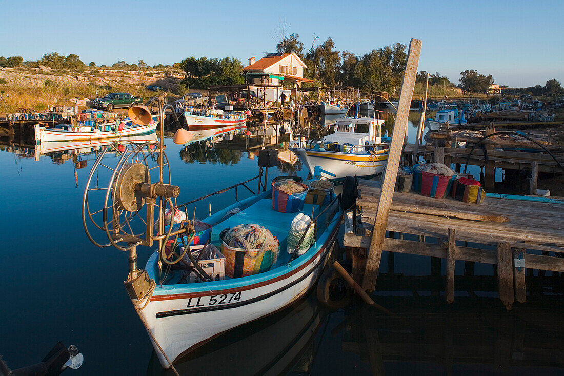 Potamos Liopetriou, fishing port with fishing boat, near Agia Napa, South Cyprus, Cyprus