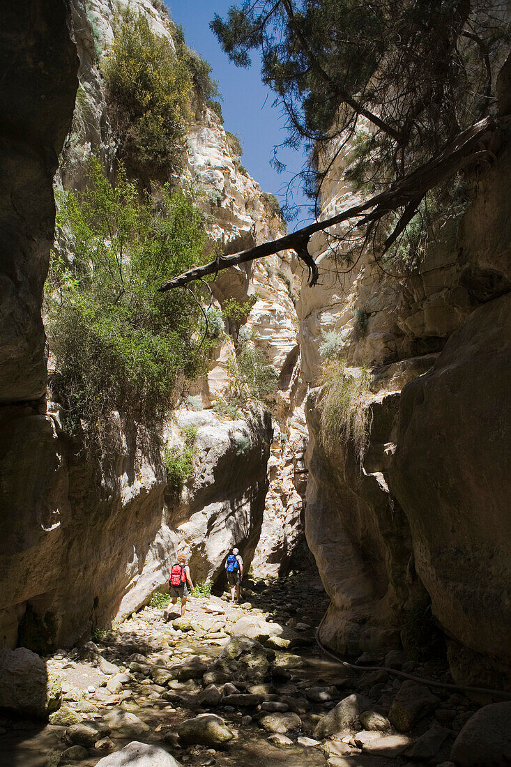 Zwei Wanderer, Wanderung in die Schlucht von Avakas, Akamas Naturpark, Südzypern, Zypern