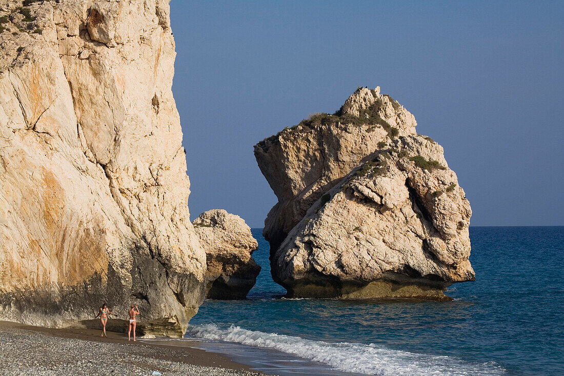 Petra tou Romiou, Rock of Aphrodite, Aphrodite's birthplace, Symbol, the Rock from which Aphrodite mythically arose from the sea, Limassol, South Cyprus, Cyprus