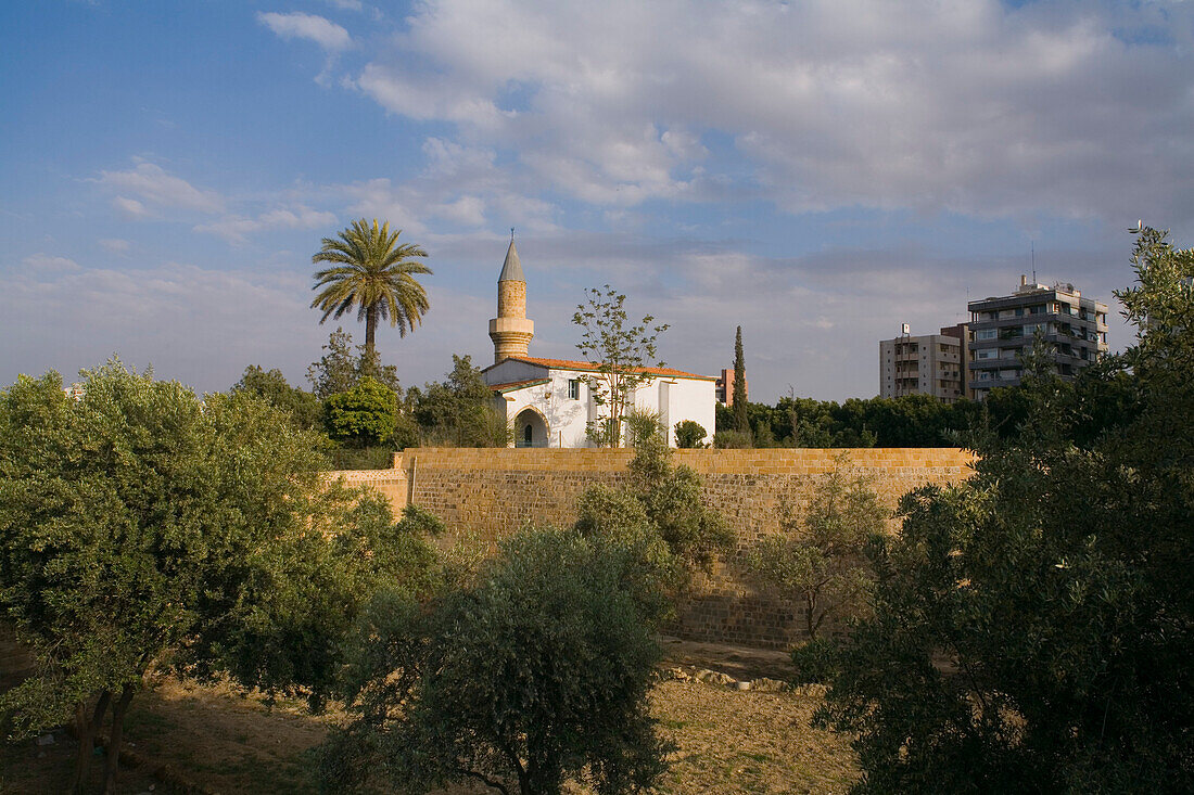 Bayraktar Mosque and historic city wall, Lefkosia, Nicosia, South Cyprus, Cyprus