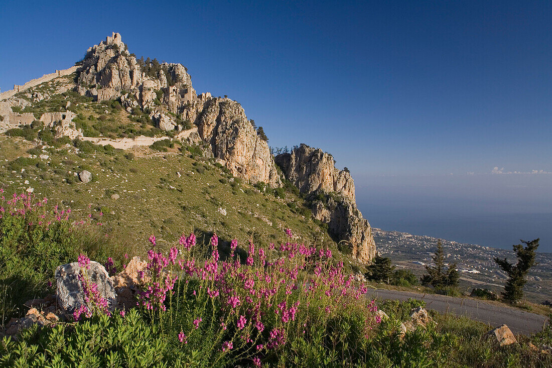 St.Hilarion castle, Kyrenia mountain range, Pentadactylos mountains, North Cyprus, Cyprus